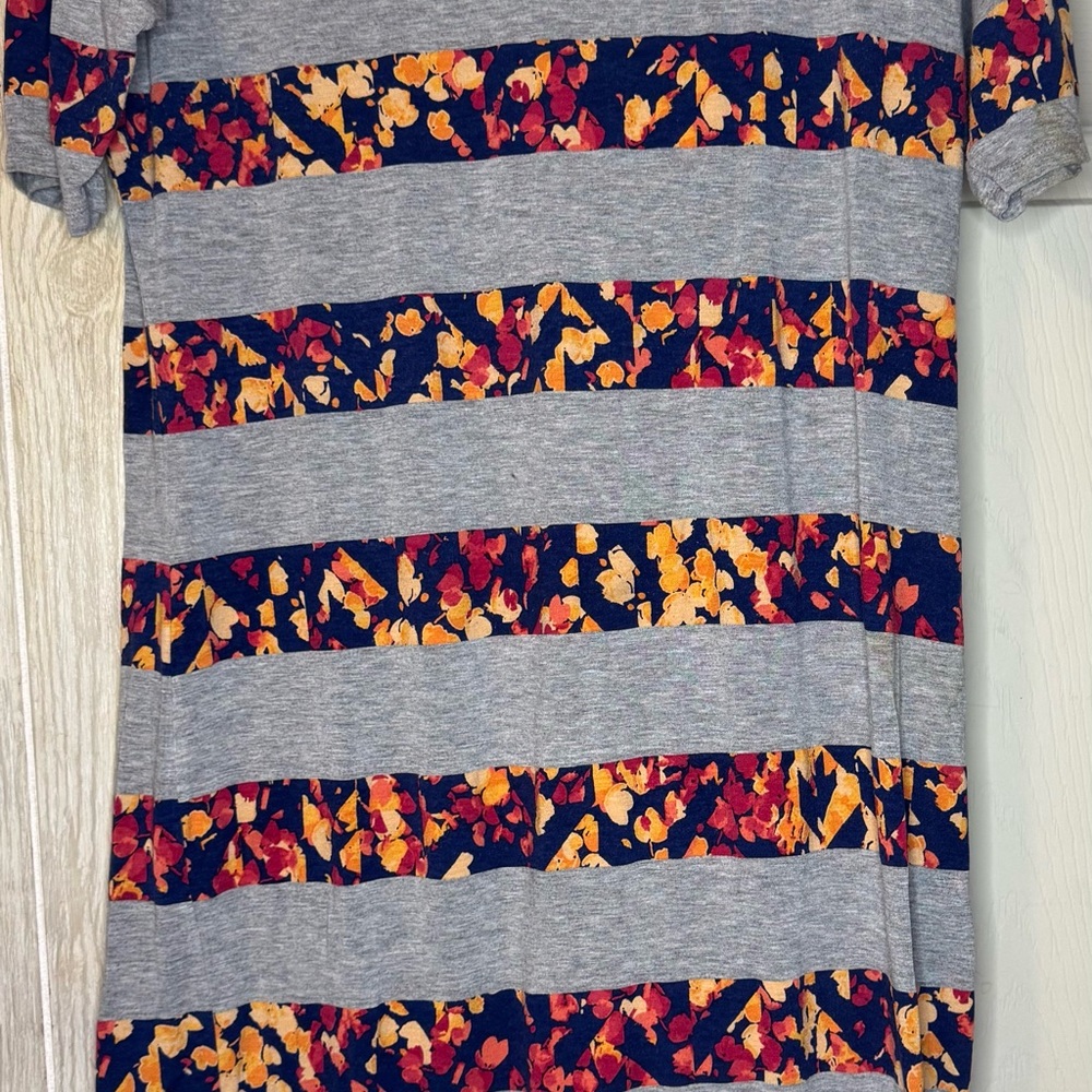 Striped Gray and Floral LulaRoe Dress